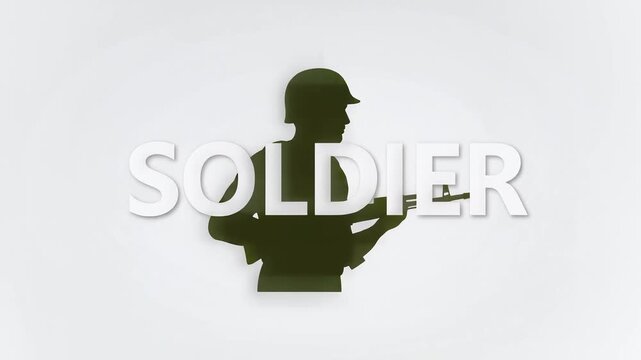 Minimalist Military Soldier Silhouette with Bold Text for Army and Defense Concepts