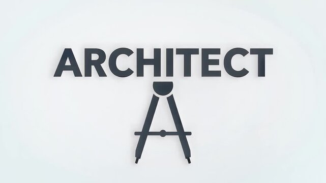 Minimalist Architectural Design Concept Featuring Bold Architect Text and Drawing Compass Icon