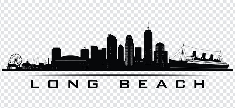 Long beach california skyline silhouette vector illustration