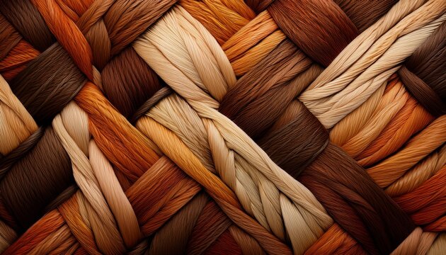 tactile geometric pattern made of woven natural fibers in rich earthy tones
