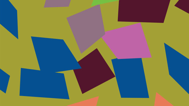 Abstract geometric composition featuring colorful flat rectangles arranged in modern layered dynamic pattern style for creative graphic wallpaper.