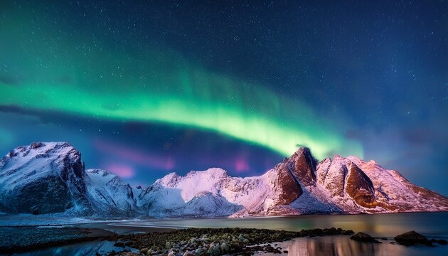 aurora borealis in the mountains
