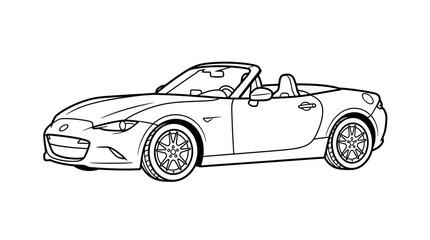 Fototapeta premium Modern convertible sports car line drawing isolated