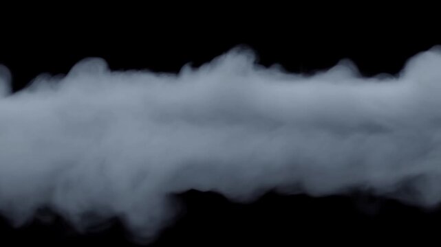 Pale smoke cloud billowing and spreading across a black background with soft swirling edges