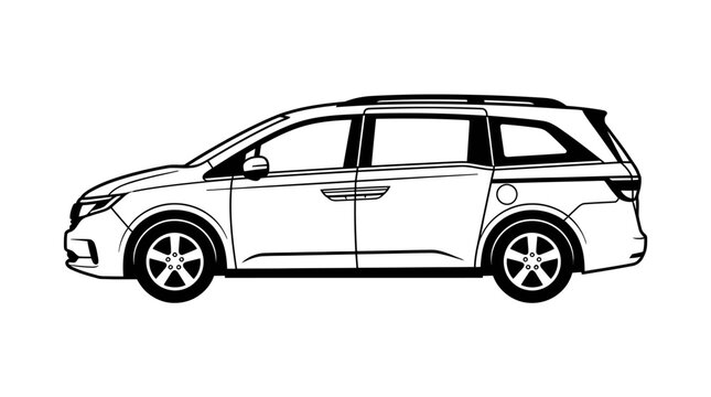 Modern passenger van exterior profile isolated white background