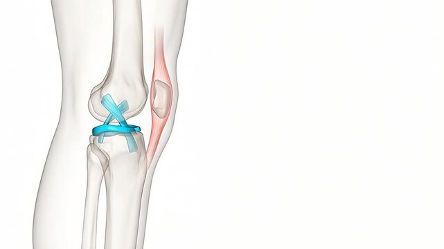 3D Medical Illustration of Human Knee Joint and Ligaments Movement