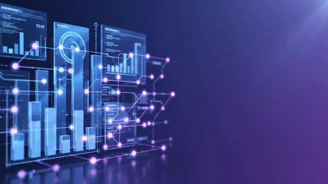 Data Analytics Dashboard with Holographic Graphs and Network Lines