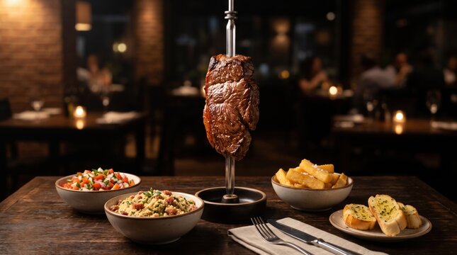 Juicy steak with side dishes