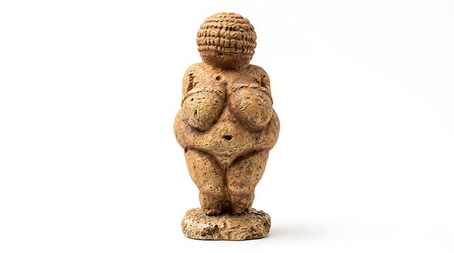 Ancient Paleolithic Venus Figurine Sculpture Isolated on a Plain White Background Studio