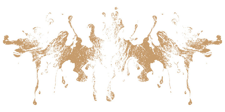 Symmetrical beige paint splash rorschach inkblot test concept abstract liquid fluid background vector illustration layout template.