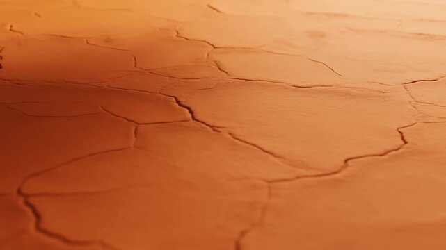 Orange textured plaster surface with branching cracks and warm light across the wall