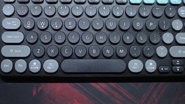 Modern Computer Keyboard Featuring Mac And Windows Shortcut Symbols