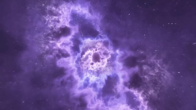 Purple cloudlike formation surrounding bright center in abstract atmospheric background