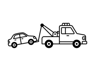 Fototapeta premium Tow truck hauling a broken down car on a white background