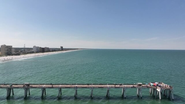  Aerial View Drone Footage of Jacksonville Beach Pier on Sunny Day&rdquo;