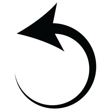 Curved circular arrow undo or refresh symbol with circular direction silhouette isolated