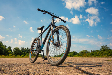 Fototapeta premium Summer landscape with hard-tail mtb bike