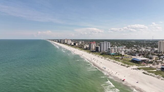  Aerial Drone View of Jacksonville Beach, Florida Coastline with Oceanfront Condos and Atlantic Ocean Waves&rdquo;