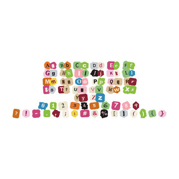 Colorful alphabet letters with animals and objects for kids