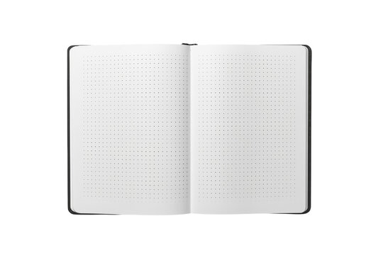 Open dotted notebook with blank pages