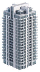 Fototapeta premium Modern high-rise apartment building with isolated on png transparent background