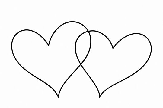 Two overlapping heart outlines are displayed against a black and white background.
