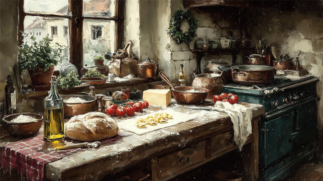 Vintage Italian Christmas kitchen
