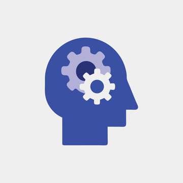 A clean flat icon of a human head in side profile  