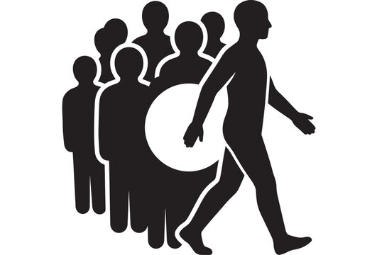 People Forming a Circle with One Figure Walking Through, Representing Community, Teamwork, and Inclusion Concepts.