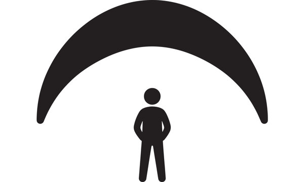 Paraglider Silhouette Icon Depicting Aerial Adventure and Recreational Flight. a Minimalist Design for Outdoor Activities.