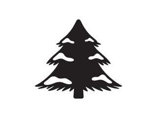 Obraz premium Christmas tree silhouette with snow. Winter pine icon for holiday design projects.