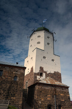 Ancient Vyborg fortress featuring Olav's Tower in Vyborg town, Leningrad region, Russia