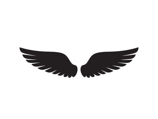 Fototapeta premium Black angel wings silhouette icon. Spread bird wings vector graphic for logo design.
