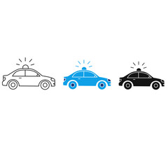 Police Car Emergency Transport Stroke Icon Collection. Containing Police Car, Patrol Vehicle, Cop Cruiser, Emergency Response, Law Enforcement and more icons. Editable Stroke icon collection Outline i © Md naim
