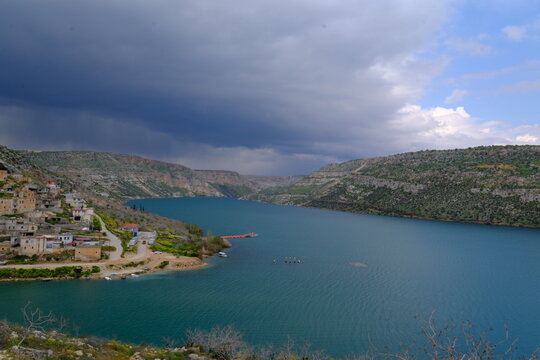 The Euphrates River; a view of the Euphrates in Nizip.
