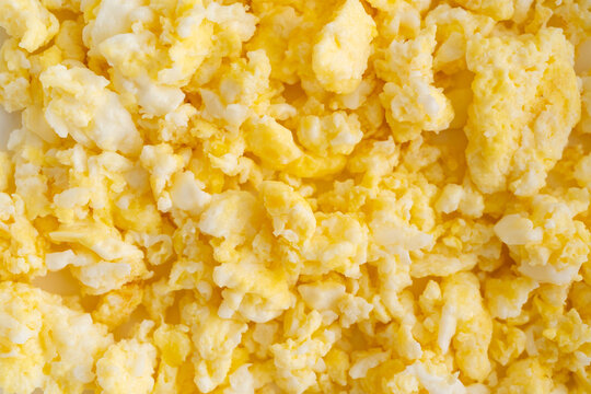 Scrambled egg texture, omelette background closeup
