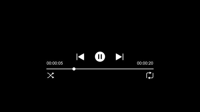 Minimal Audio Player Overlay with Play Controls and Progress Timeline for Music Apps and 4K Technology Videos
