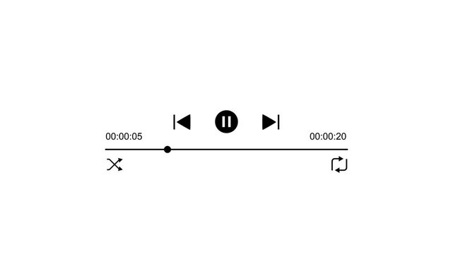 Minimal Audio Player Overlay with Play Controls and Progress Timeline for Music Apps and 4K Technology Videos