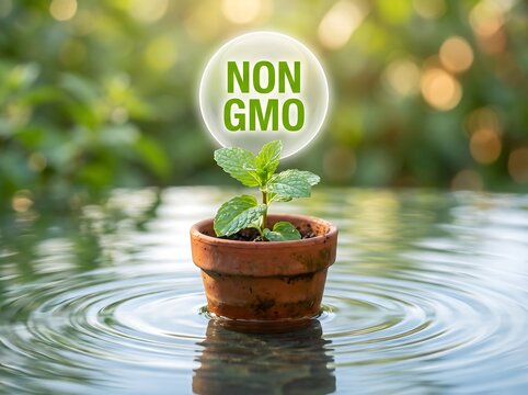 non gmo plant growing in water with natural sunlight