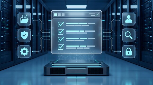 Digital checklist interface in server room