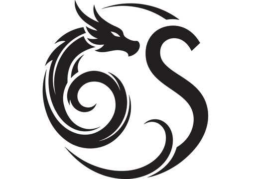 Dragon Logo Design Incorporating the Letters 'S' and 'G'. Abstract Stylized Emblem for Branding and Creative Projects.