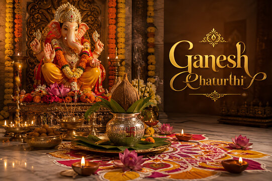 Ganesh Chaturthi Festival &ndash; Grand Ganpati Pandal Decorations, Floral Art & Festive Celebrations