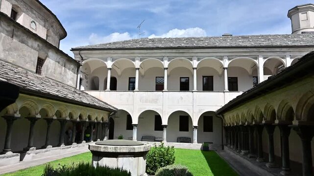 Romanesque Cloister of the Collegiate Church of Sant'Orso in Aosta, Italy