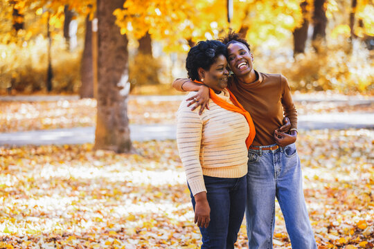 Beautiful bond between a senior mother and adult daughter