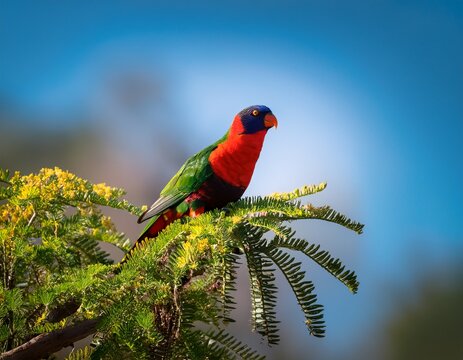 common lora bird on the top of the tree