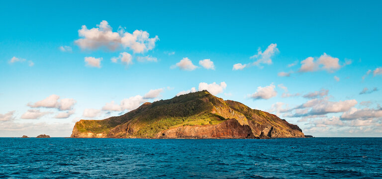 Landscape shot of famous island of Pitcairn where the Bounty mutineers settled after sinking their vessel