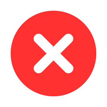 Red circle icon with white cross symbol for negative feedback transparent background