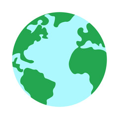 Green and blue Earth globe illustration showing continents and oceans, global geography symbol © Halyna
