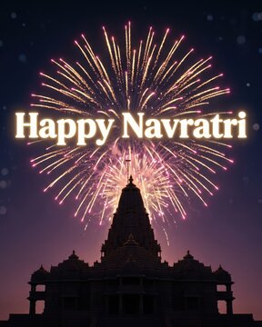 Happy Navratri Temple - Fireworks Festival Night Celebration
