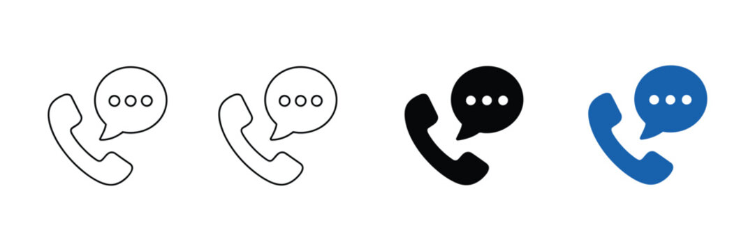 Phone chat icon featuring call and message symbols for phone conversations, customer support, contact services, callbacks, and mobile communication